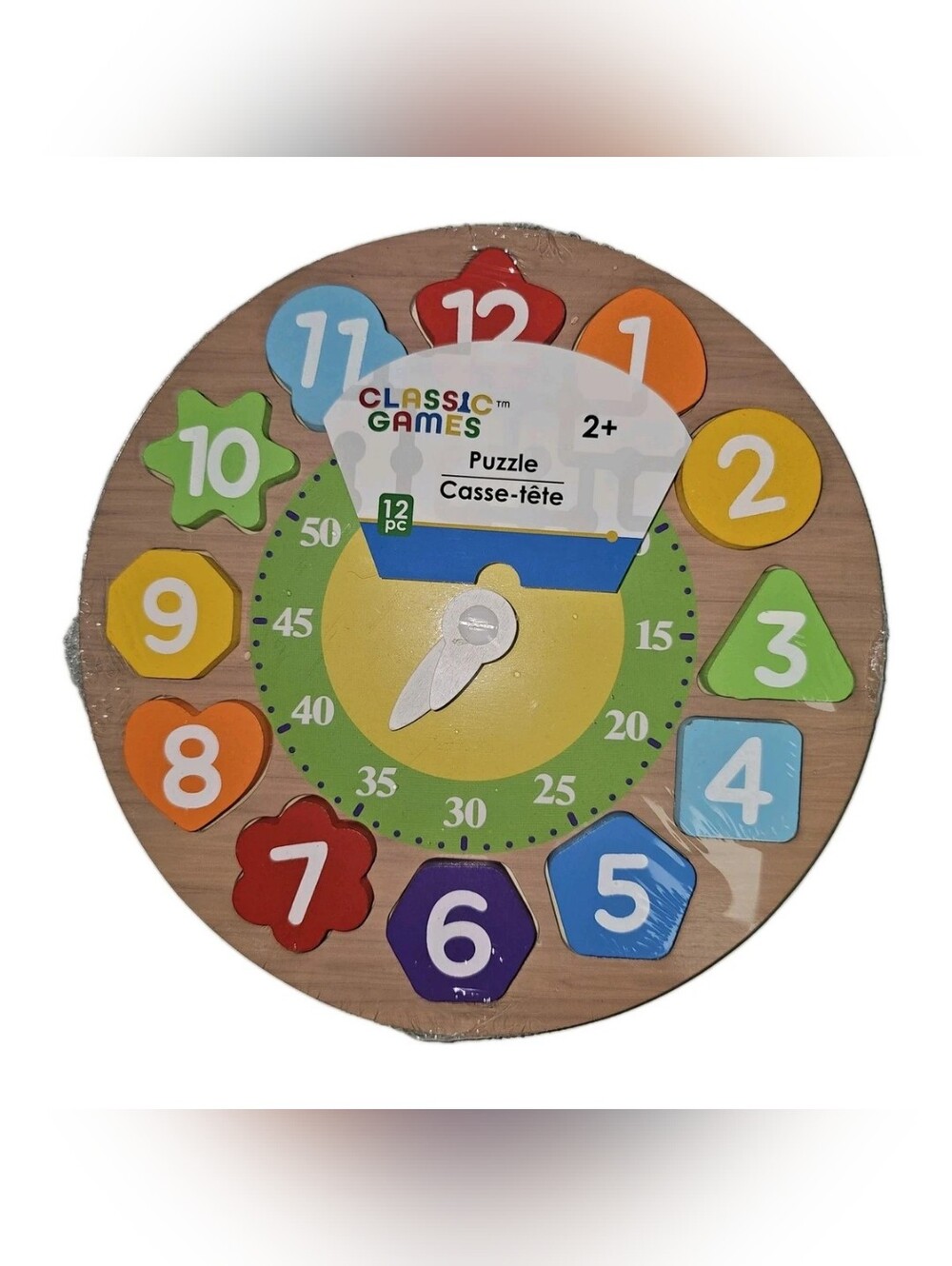 Classic Games Kids Wooden Puzzle Clock - Multicolor